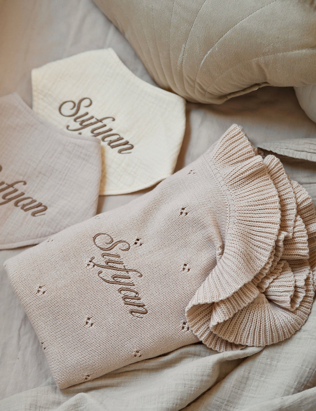 Babytæppe i Pointellestrik | Beige
