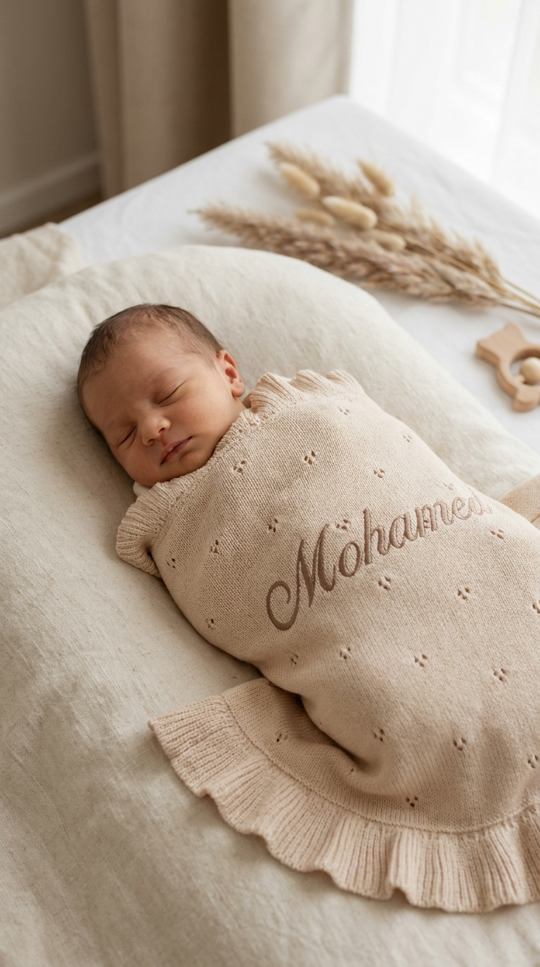 Babytæppe i Pointellestrik | Beige